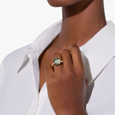 Bague Pomellato Nudo Maxi en or rose, or blanc et prasiolite