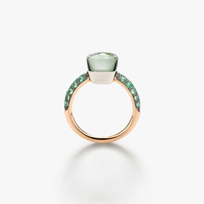 Bague Pomellato Nudo Petit en or rose, or blanc, prasiolite, malachite et tsavorites
