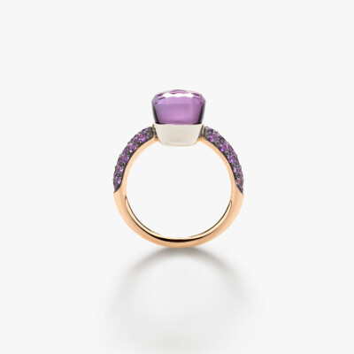 Bague Pomellato Nudo Petit en or rose, or blanc, améthystes et jade
