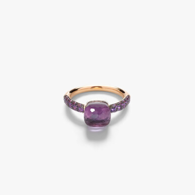 Bague Pomellato Nudo Petit en or rose, or blanc, améthystes et jade