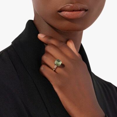 Bague Pomellato Nudo Classic en or rose, or blanc et prasiolite