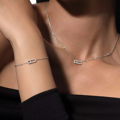 Collier Messika Move Uno pavé en or blanc et diamants