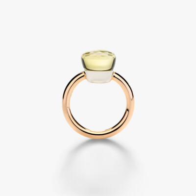 Bague Pomellato Nudo Classic en er rose, or blanc et quartz citron