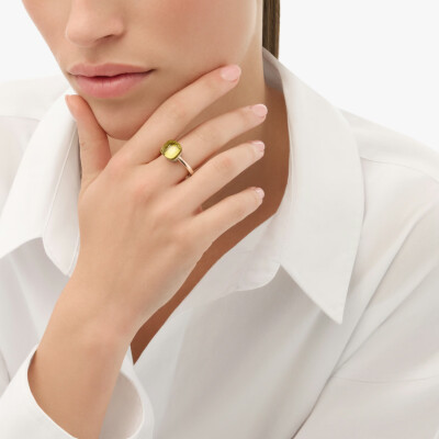 Bague Pomellato Nudo Classic en er rose, or blanc et quartz citron