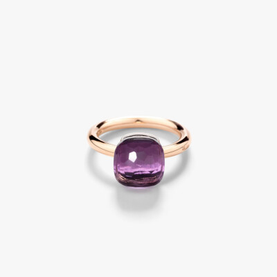 Bague Pomellato Nudo Classic en or rose, or blanc et améthyste
