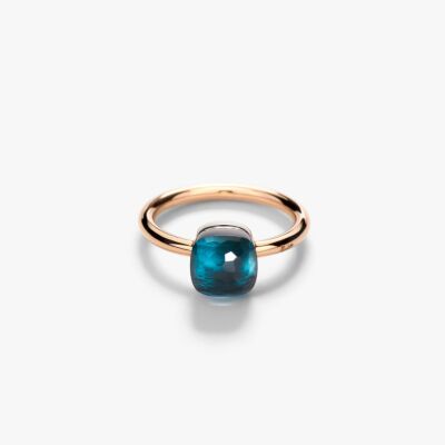 Bague Pomellato Nudo Petit en or rose, or blanc et topaze Blue London