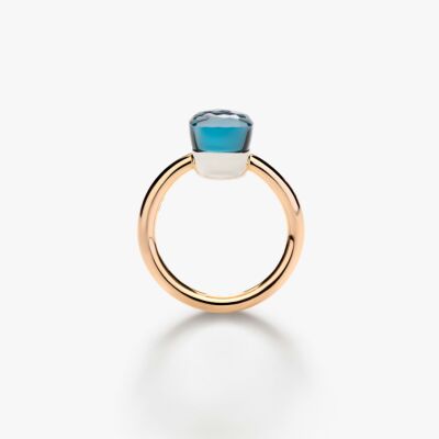 Bague Pomellato Nudo Petit en or rose, or blanc et topaze Blue London