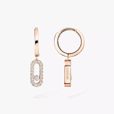 Boucles d'oreilles créoles Messika Move Uno en or rose et diamants