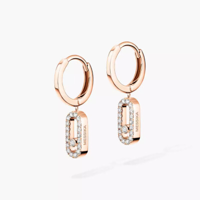 Boucles d'oreilles créoles Messika Move Uno en or rose et diamants