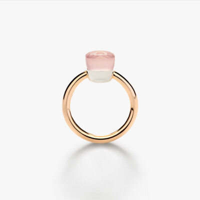 Bague Pomellato Nudo Petit en or rose, or blanc et quartz rose