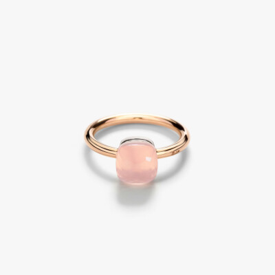 Bague Pomellato Nudo Petit en or rose, or blanc et quartz rose