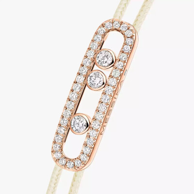 Bracelet cordon Messika Care(s) crème pavé en or rose et diamants