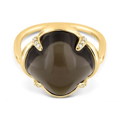 Bague Morganne Bello en or jaune quartz fumé et diamants
