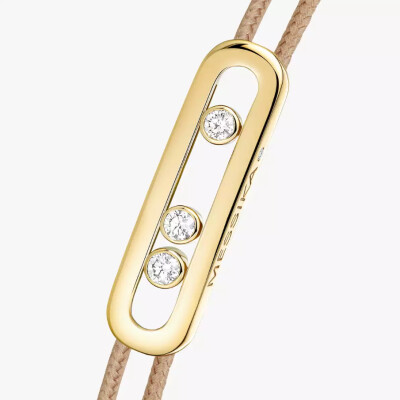 Bracelet cordon Messika Care(s) beige en or jaune et diamants