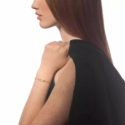 Bracelet cordon Messika Care(s) beige en or jaune et diamants