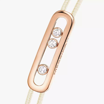 Bracelet cordon Messika Care(s) crème en or rose et diamants