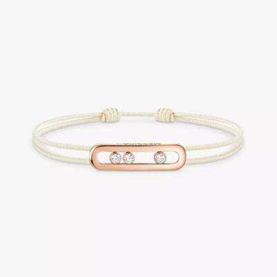 Bracelet cordon Messika Care(s) crème en or rose et diamants