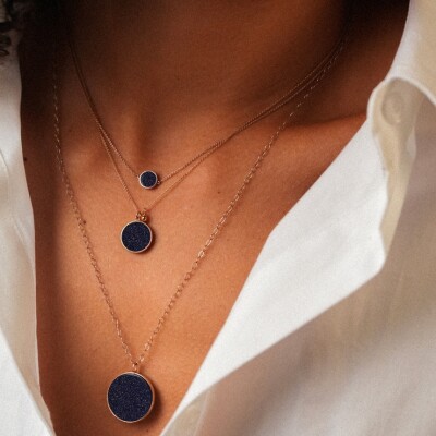Collier Ginette NY JUMBO EVER DISC en or rose et onyx