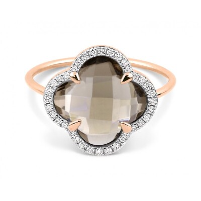 Bague Morganne Bello Victoria en or rose, diamants et quartz
