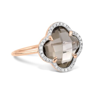 Bague Morganne Bello Victoria en or rose, diamants et quartz