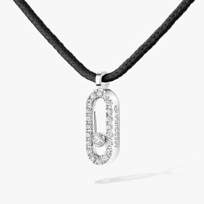 Collier cordon Messika Care(s) noir pavé en or blanc et diamants