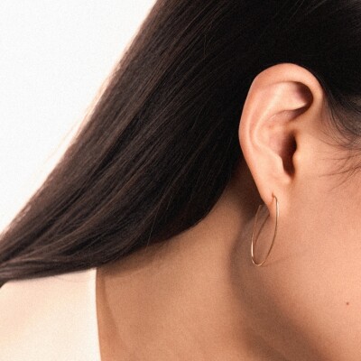 Boucles d'oreilles pendantes Ginette NY ELLIPSES & SEQUINS en or rose