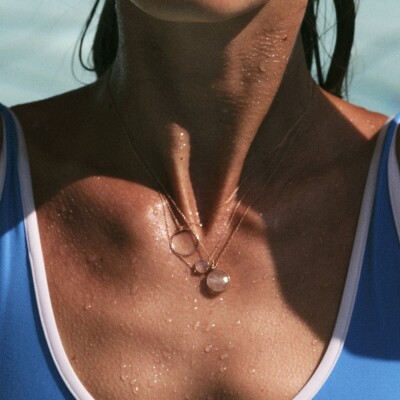 Collier Ginette NY EVER en or rose et pierre de lune