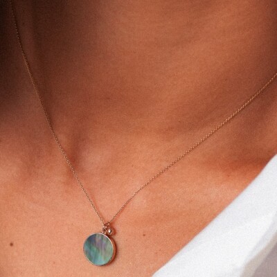 Collier Ginette NY EVER DISC en or rose et nacre