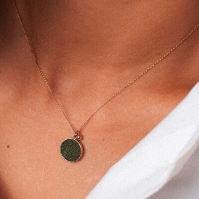 Collier Ginette NY EVER DISC en or rose et obsidiennes