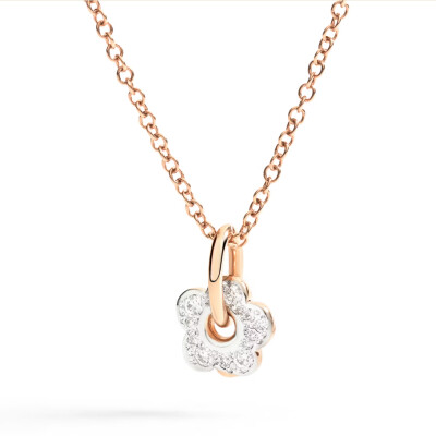 Pendentif Dodo Fleur en or rose et diamants