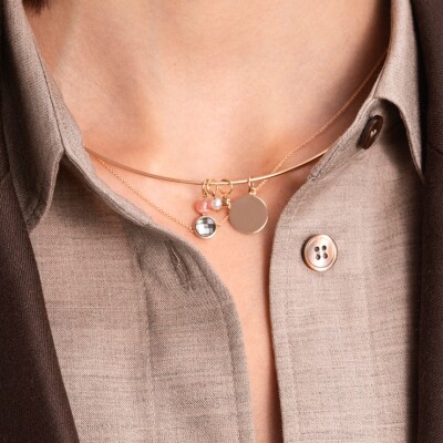 Collier Ginette NY MINI EVER DISC en or rose et nacre noire
