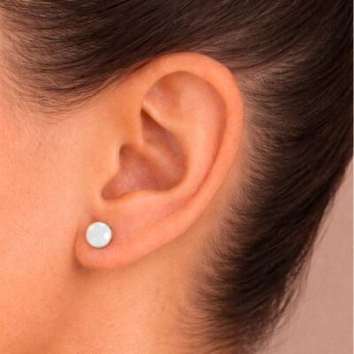 Boucles d'oreilles Ginette NY EVER DISC en or rose et pierre de lune