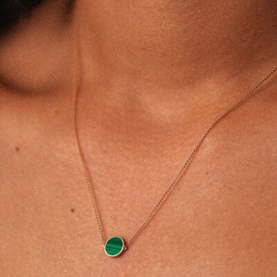 Collier Ginette NY EVER DISC en or rose et malachite
