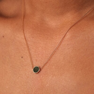 Collier Ginette NY EVER DISC en or rose et obsidiennes