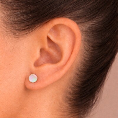 Boucles d'oreilles Ginette NY EVER DISC en or rose et nacre rose
