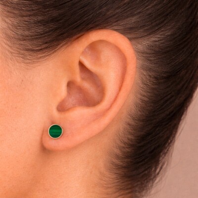 Boucles d'oreilles Ginette NY EVER DISC en or rose et malachite
