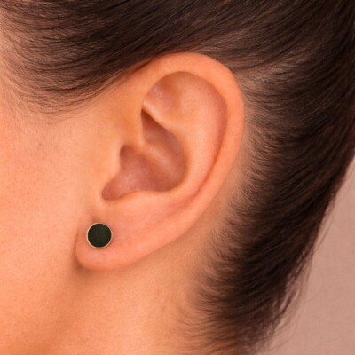 Boucles d'oreilles Ginette NY EVER DISC en or rose et obsidiennes