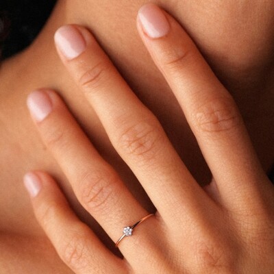 Bague Ginette NY MINI STAR en or rose et diamants