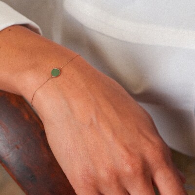 Bracelet Ginette NY MINI EVER DISC en or rose et jade