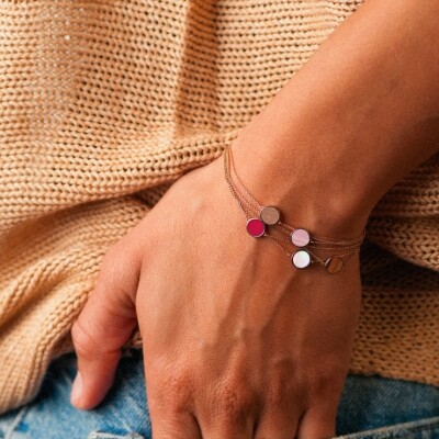 Bracelet Ginette NY MINI EVER DISC en or rose et pierre de sable