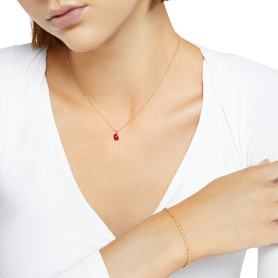 Collier DoDo Coccinelle en or rose, or blanc, rhodium et émail