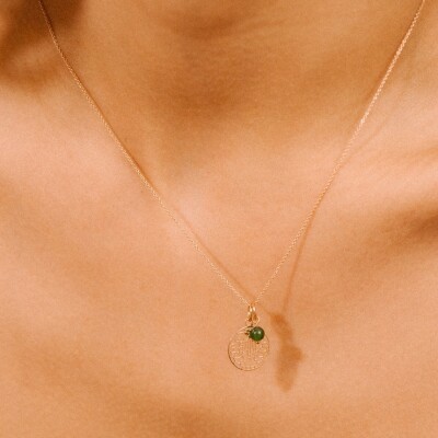 Pendentif Ginette NY CHARMS en or rose et jade
