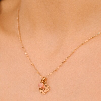Pendentif Ginette NY CHARMS en or rose et rhodochrosite
