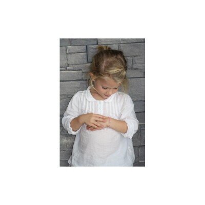 Bracelet Claverin Baby little treasures sur cordon bleu marine et perles blanches, taille bébé