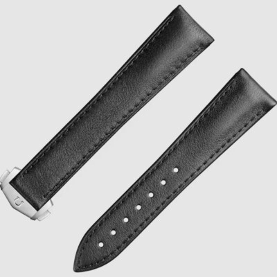 Bracelet Moonwatch Professional cuir noir + Boucle déployante