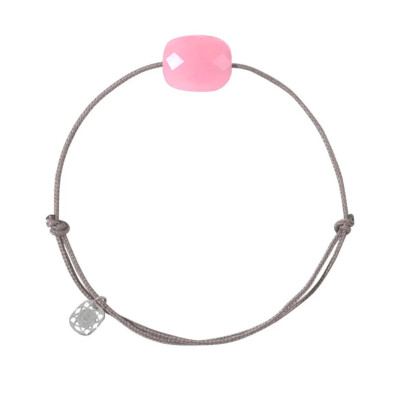 Bracelet sur cordon Morganne Bello Friandise Coussin argent et jade rose