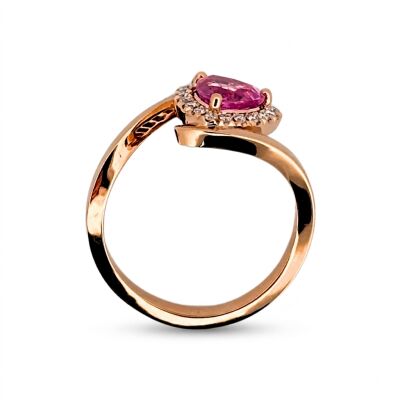 Solitaire Or Rose, Saphir Rose et Diamants