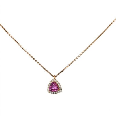 Collier Or Rose, Saphir Rose et Diamants