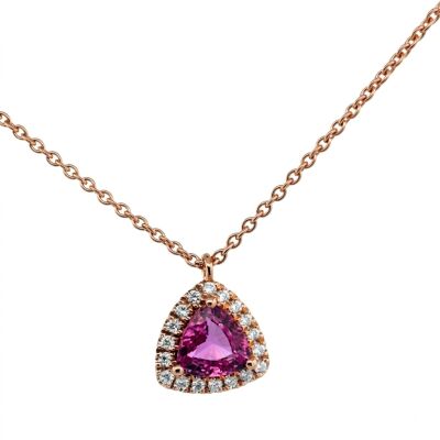 Collier Or Rose, Saphir Rose et Diamants