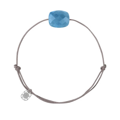 Bracelet sur cordon Morganne Bello Friandise Coussin argent et Aventurine